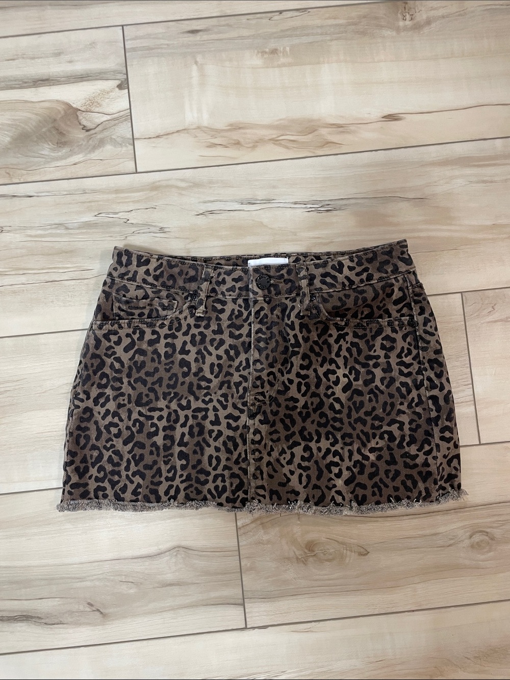 Leopard Print Mini Skirt - Brown